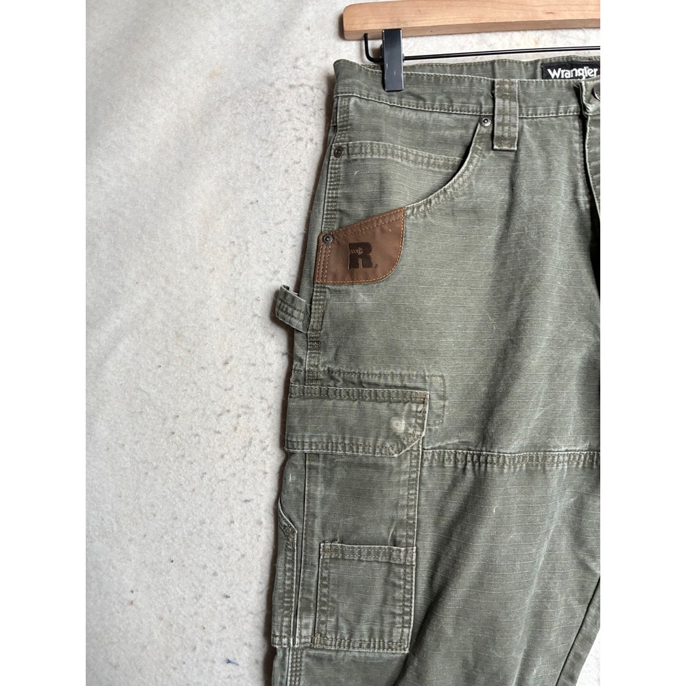 Wrangler Riggs Workwear Mens Green Ripstop Cargo Pants 3W060LD 33x32 - Picture 2 of 14